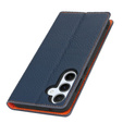 Θήκη με πτερύγιο για Samsung Galaxy S25, Litchi Skin Grain, σκούρο μπλε