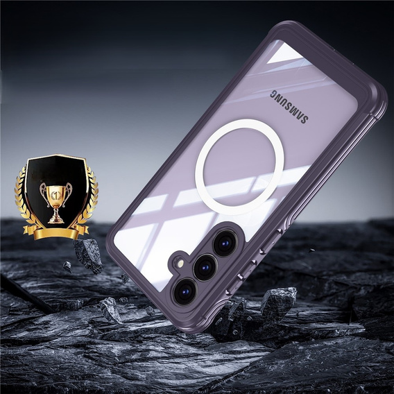 Θήκη για Samsung Galaxy S25 FE, Shockproof, με γυαλί, για MagSafe, μωβ