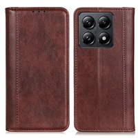 Θήκη για Xiaomi 14T Pro, Wallet Litchi Leather, καφέ