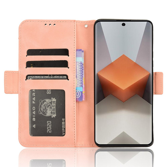 Θήκη με πτερύγιο για Xiaomi Redmi Note 13 Pro+, Card Slot, ροζ