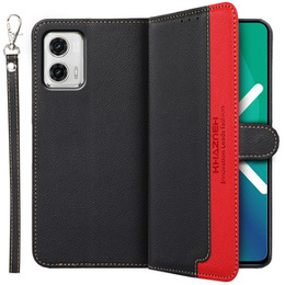 Θήκη με πτερύγιο για Motorola Moto G73 5G, KHAZNEH RFID, μαύρη / κόκκινη