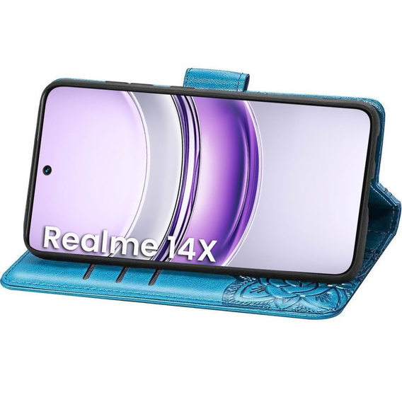 Θήκη με πτερύγιο για Realme 14X / Realme C75, Butterfly, μπλε