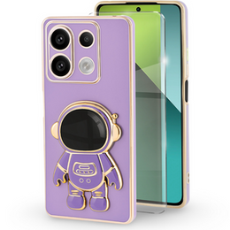 θήκη για το Xiaomi Redmi Note 13 Pro 5G, Astronaut, μωβ + μετριασμένο γυαλί 9H