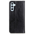 Θήκη για Samsung Galaxy S24, Wallet Litchi Leather, μαύρη