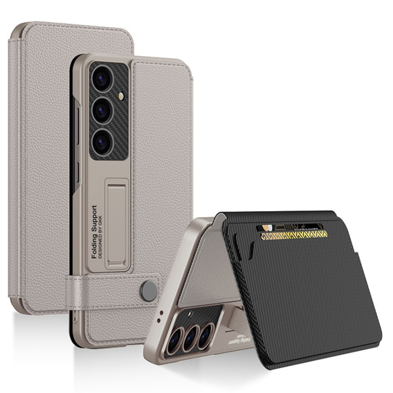 Θήκη με πτερύγιο για Samsung Galaxy S25, GKK Card Slot Wallet, γκρι τιτάνιο