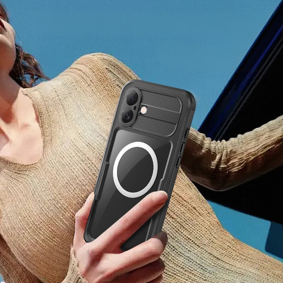 Αδιάβροχη θήκη IP68 για iPhone 16 Plus, SHELLBOX MagSafe, μαύρη