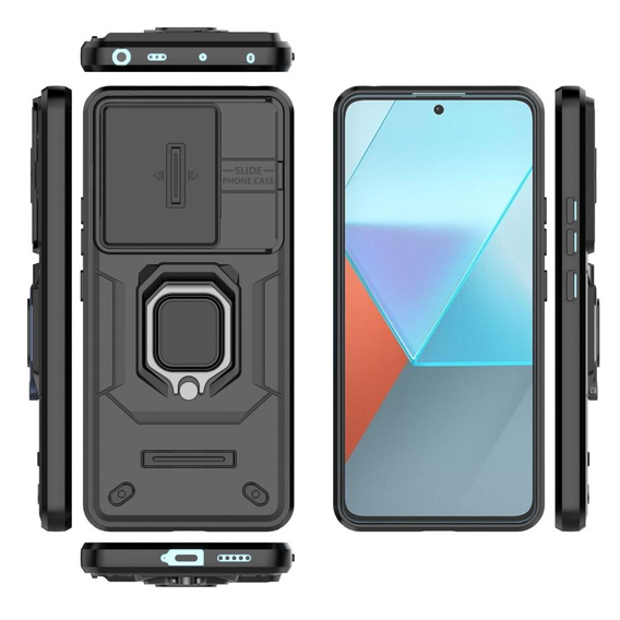 Θήκη για Xiaomi Redmi Note 13 Pro 5G, KickStand Camera Lens, μαύρη