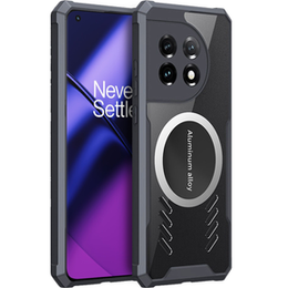 Θήκη για OnePlus 11 5G, με μαγνητική πλάκα, διαφανής / μαύρη