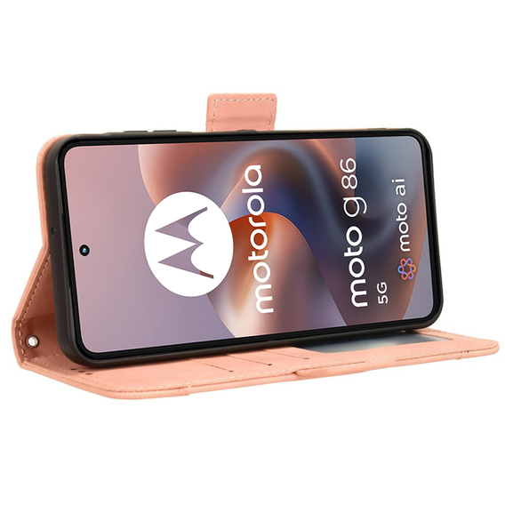 Θήκη με πτερύγιο για Motorola Moto G86 5G, Card Slot, ροζ