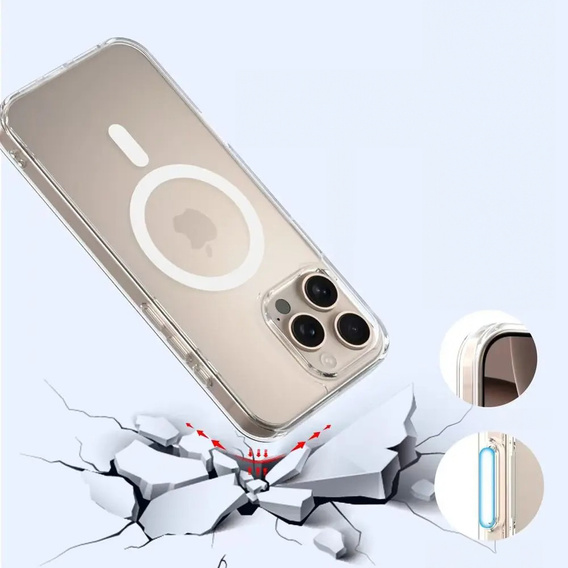 Θήκη ERBORD MagSafe για iPhone 16 Pro, ενεργό κουμπί, διαφανής + Γυαλί για την οθόνη