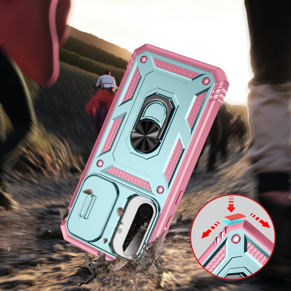 Θήκη για Samsung Galaxy A56 5G, KickStand Camera Lens, πράσινο / ροζ