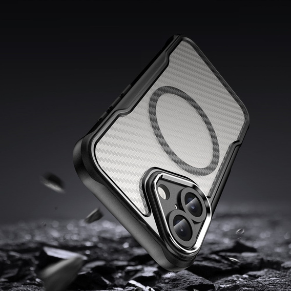 Θήκη για iPhone 16, Fusion Hybrid Carbon, για MagSafe, μαύρη