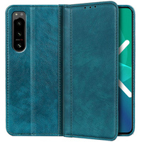 Θήκη για Sony Xperia 5 IV 5G, Wallet Litchi Leather, πράσινη