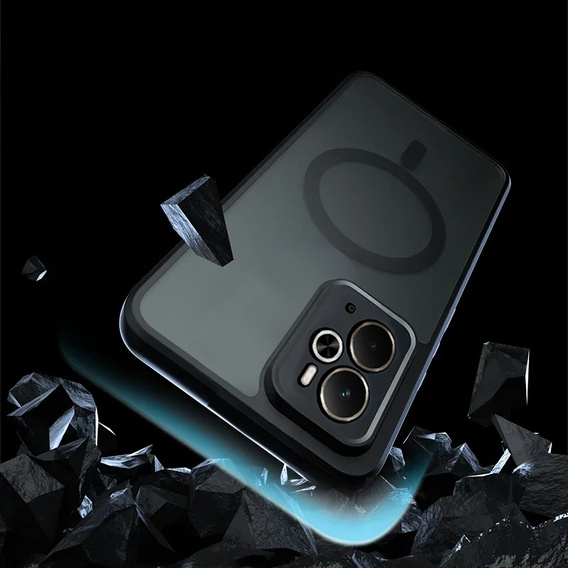 Θήκη για Realme 14 5G / Realme 14T 5G, για MagSafe, ERBORD Μatt Case, μαύρη + Γυαλί οθόνης