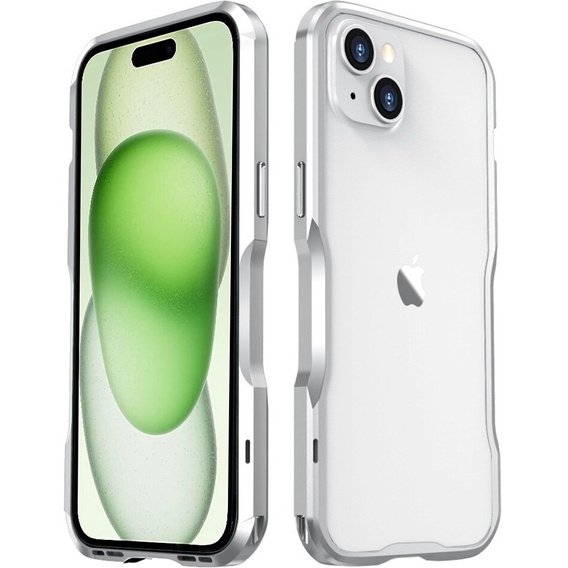 Θήκη LUPHIE για iPhone 15 Plus, Armor Bumper, ασημένια