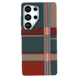 Θήκη για Samsung Galaxy S25 Ultra, ανθρακονήματα MagSafe, κόκκινο / πράσινο