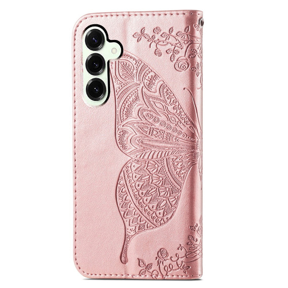 Θήκη με πτερύγιο για Samsung Galaxy S25 FE, Butterfly, ροζ rose gold