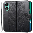 Θήκη με πτερύγιο για Oppo A98 5G, Butterfly, μαύρη