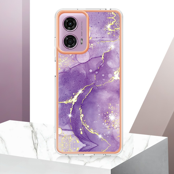 Προστατευτική θήκη για Motorola Moto G24 / G24 Power / G04, Marble Slim Case, σκούρο μωβ