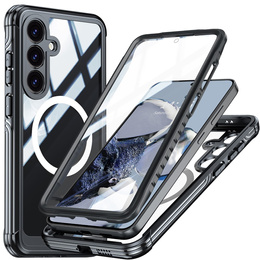 Θήκη για Samsung Galaxy S25 FE, Shockproof, με γυαλί, για MagSafe, μαύρη
