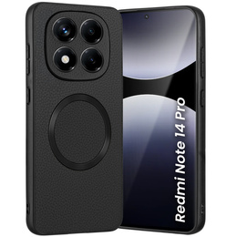 Θήκη για Xiaomi Redmi Note 14 Pro 5G, Leather Hybrid MagSafe, μαύρη