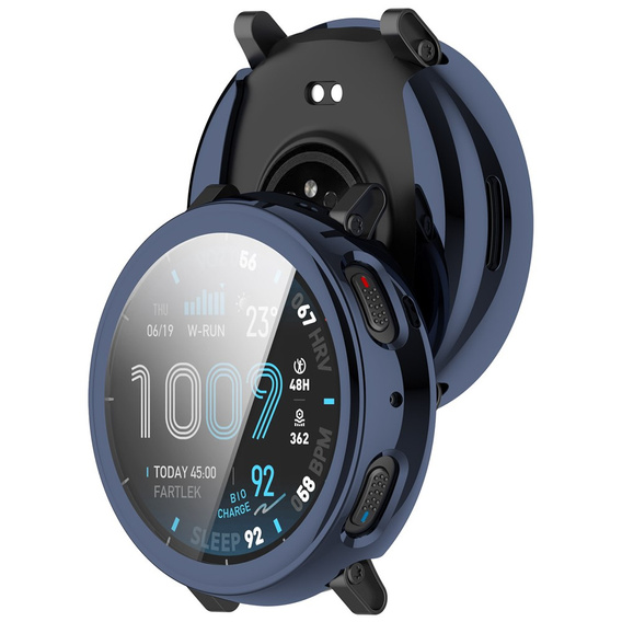 2 σε 1 Θήκη με προστατευτικό κάλυμμα οθόνης για Amazfit Active Max, μπλε