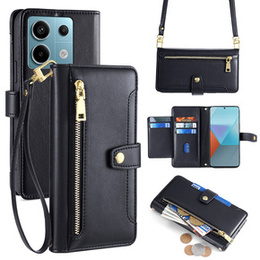 Θήκη με πτερύγιο για Xiaomi Redmi Note 13 Pro 5G, Wallet Zipper Pocket, μαύρη