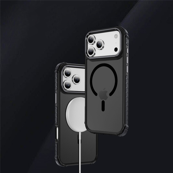 Ματ θήκη για iPhone 17 Pro Max, θωρακισμένη, για MagSafe, καπνιστή με μαύρες πλευρές