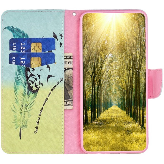 Θήκη με πτερύγιο για Samsung Galaxy A55 5G, Wallet, Feather, μπλε