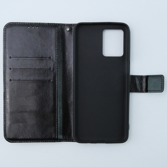 Θήκη με πτερύγιο για Motorola Moto G54 5G, Crazy Horse Wallet, μαύρη