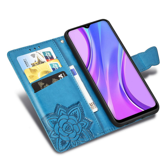 Θήκη με πτερύγιο για Xiaomi Redmi 9, Butterfly, μπλε