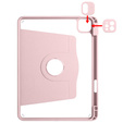Θήκη για iPad Pro 11" 2022/2021/2020 (4/3/2 gen.), με υποδοχή γραφίδας, περιστρεφόμενη κατά 360°, ροζ