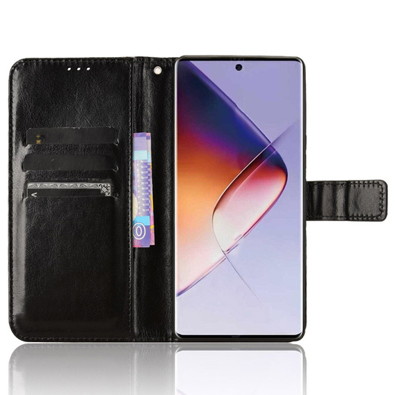 Θήκη με πτερύγιο για Infinix Note 40 Pro, Crazy Horse Wallet, μαύρη