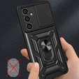 Θωρακισμένη θήκη για Samsung Galaxy S23 FE, θωρακισμένο Slide Ring, μαύρο + γυαλί 9H