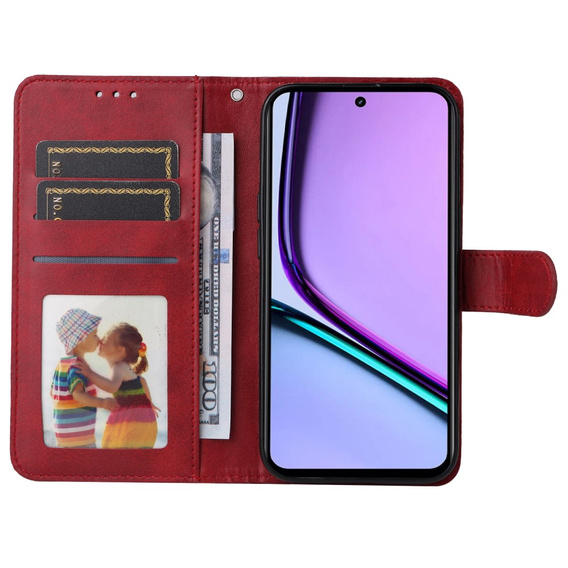 Θήκη με πτερύγιο για Realme C67, Leather Wallet, κόκκινη