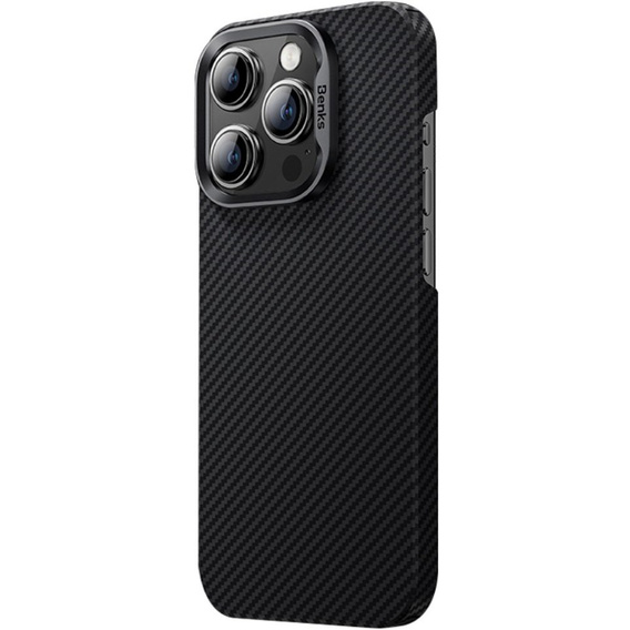 θήκη BENKS Kevlar για iPhone 15 Pro Max, Carbon Fiber, μαύρη