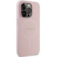 GUESS Θήκη για iPhone 14 Pro, Saffiano MagSafe, ροζ