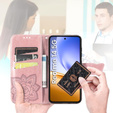 Θήκη με πτερύγιο για Realme 14 5G / Realme 14T 5G, Butterfly, ροζ rose gold