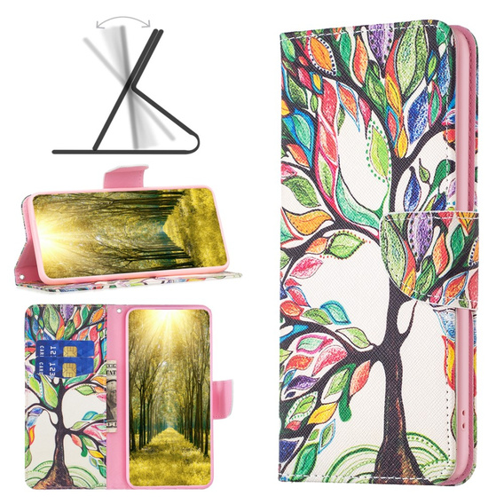 Θήκη με πτερύγιο για Samsung Galaxy M34, Wallet, tree of life, λευκή