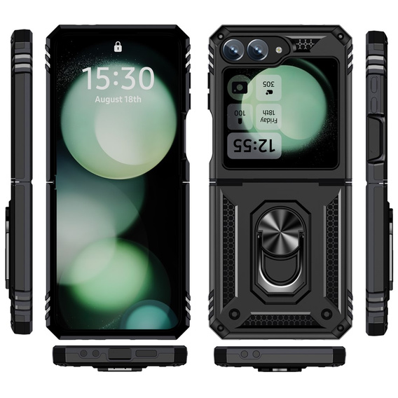 θωρακισμένη θήκη για Samsung Galaxy Z Flip7 FE / Z Flip6, Nox Case Ring, μαύρη