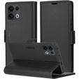 Θήκη για Oppo Reno 13 Pro, ERBORD Glossy Litchi, πορτοφόλι με πτερύγιο, μαύρη