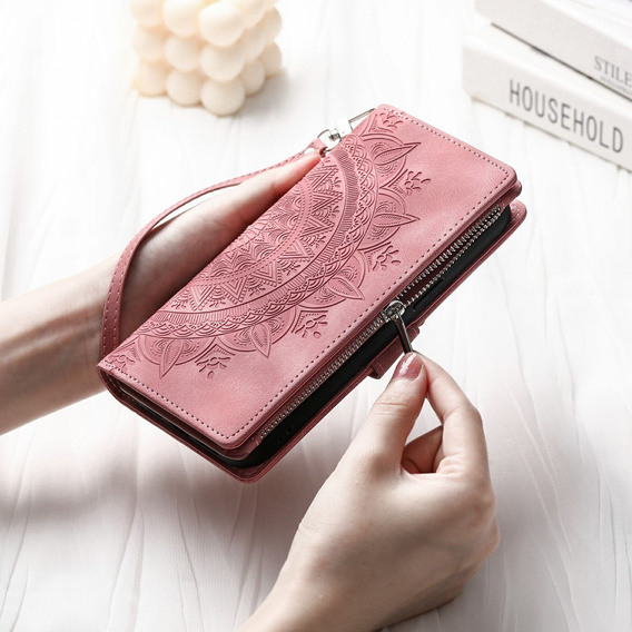 Θήκη με πτερύγιο για Xiaomi Redmi Note 13 Pro 4G / Xiaomi Redmi Note 14S / Xiaomi Poco M6 Pro 4G, Mandala, ροζ rose gold