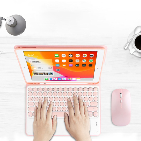 Θήκη + πληκτρολόγιο iPad Pro 11 2021 / 2018, iPad Air 10.9 4 2020 / 5 2022, Pen Slot, ροζ rose gold