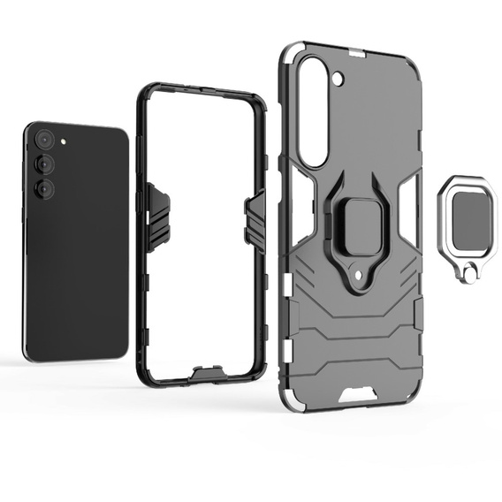 Θήκη για Samsung Galaxy S23, Kickstand Ring, μαύρη