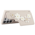 θήκη για Samsung Galaxy S24 Ultra, Leather Flower Card Slot, μπεζ