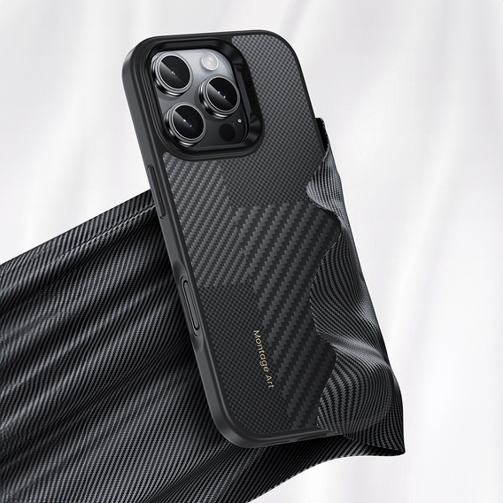 θήκη BENKS Kevlar για iPhone 16 Pro Max, για MagSafe, Carbon Fiber, μαύρη