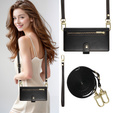 Θήκη με πτερύγιο για Samsung Galaxy S25, Wallet Zipper Pocket, μαύρη