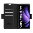 Θήκη για Oppo Reno 13 Pro, ERBORD Glossy Litchi, πορτοφόλι με πτερύγιο, μαύρη