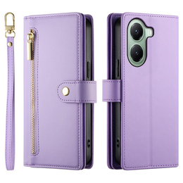Θήκη με πτερύγιο για Xiaomi Poco X7 Pro 5G, Wallet Zipper Pocket, μωβ