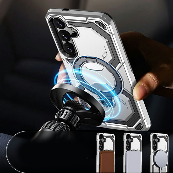 Μαγνητική θήκη με βάση για Samsung Galaxy A57 5G, ασημί